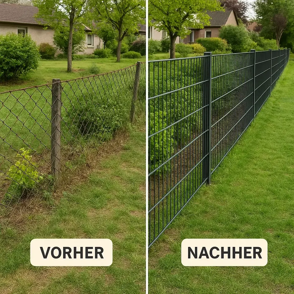 Doppelstabmattenzaun vorher nachher